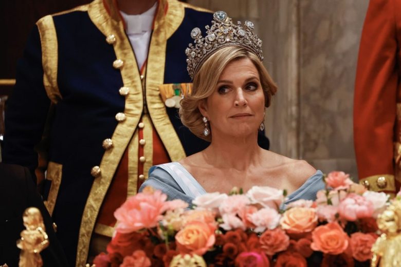 La reina de Países Bajos, Máxima, durante la cena de gala con motivo de la visita de Estado de los reyes de España