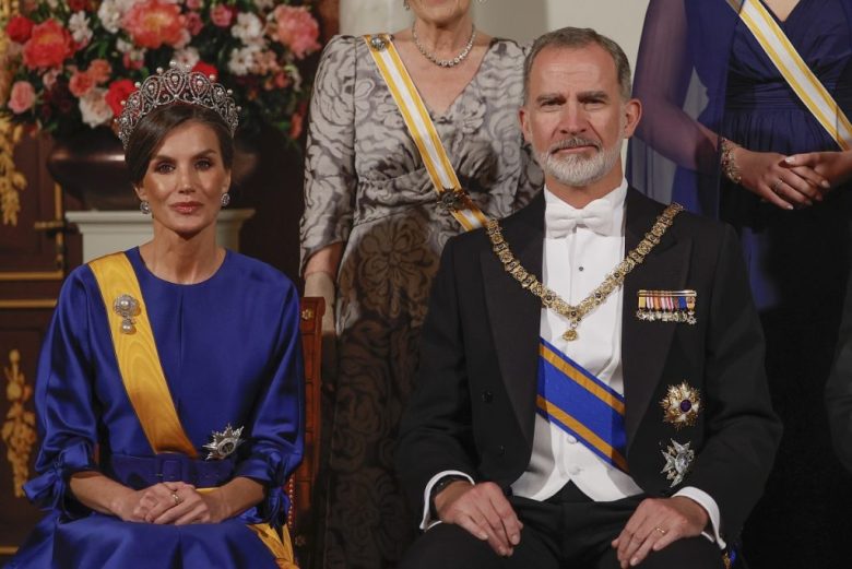 Los reyes de España, Felipe VI y Letizia), durante la cena de gala con motivo de su visita de Estado a Países Bajos