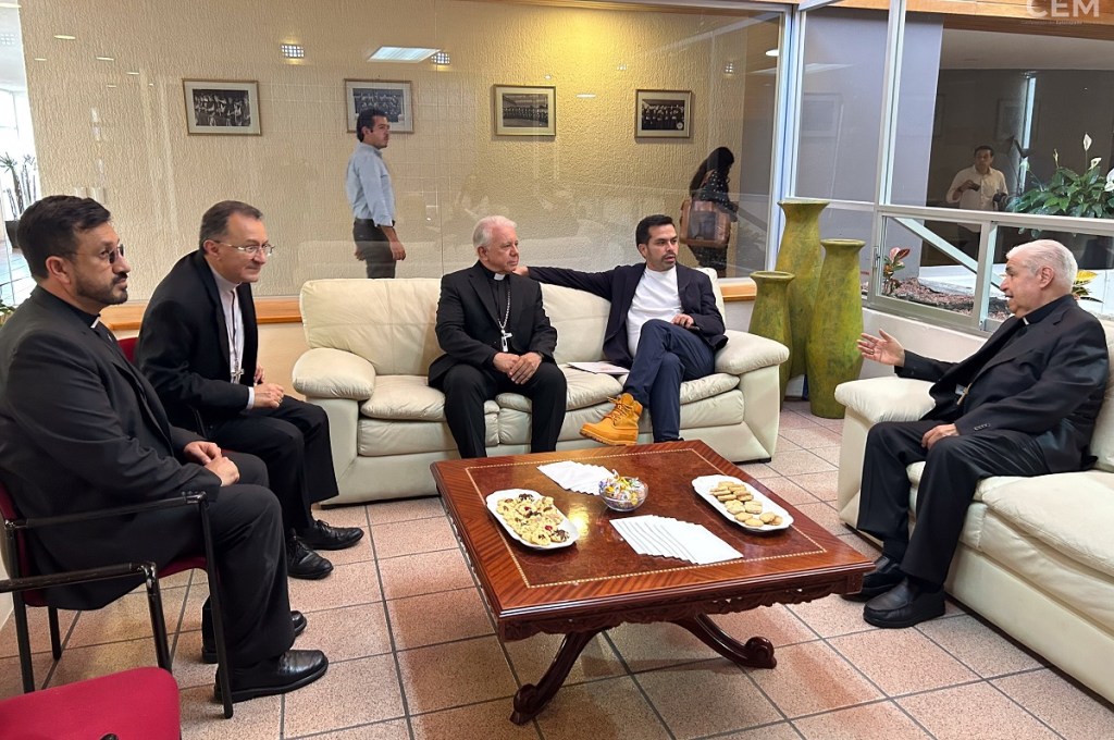 Aspecto de la reunión de obispos de la CEM con Jorge Álvarez Máynez, candidato de Movimiento Ciudadano a la Presidencia