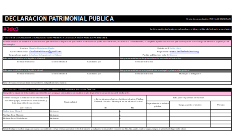 Declaración patrimonial de Sheinbaum de 2015.