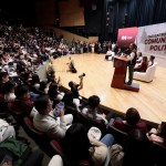 La candidata presidencial de Morena, Claudia Sheinbaum, durante su participación en un encuentro con estudiantes del Instituto Politécnico Nacional, el lunes pasado