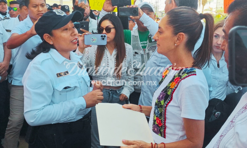 Policías de Campeche hacen reclamos a Sheinbaum. "No puedo hacer nada", responde