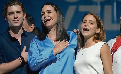 La lideresa opositora venezolana María Corina Machado, en un acto político