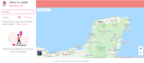 Captura de pantalla del sitio https://ubicatucasilla.ine.mx/
