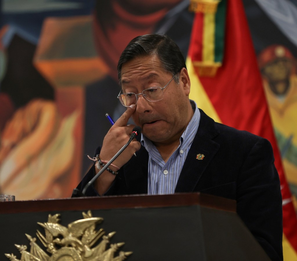 El presidente de Bolivia, Luis Arce, durante una rueda de prensa que ofreció ayer, en La Paz, sobre el fallido “golpe de Estado”