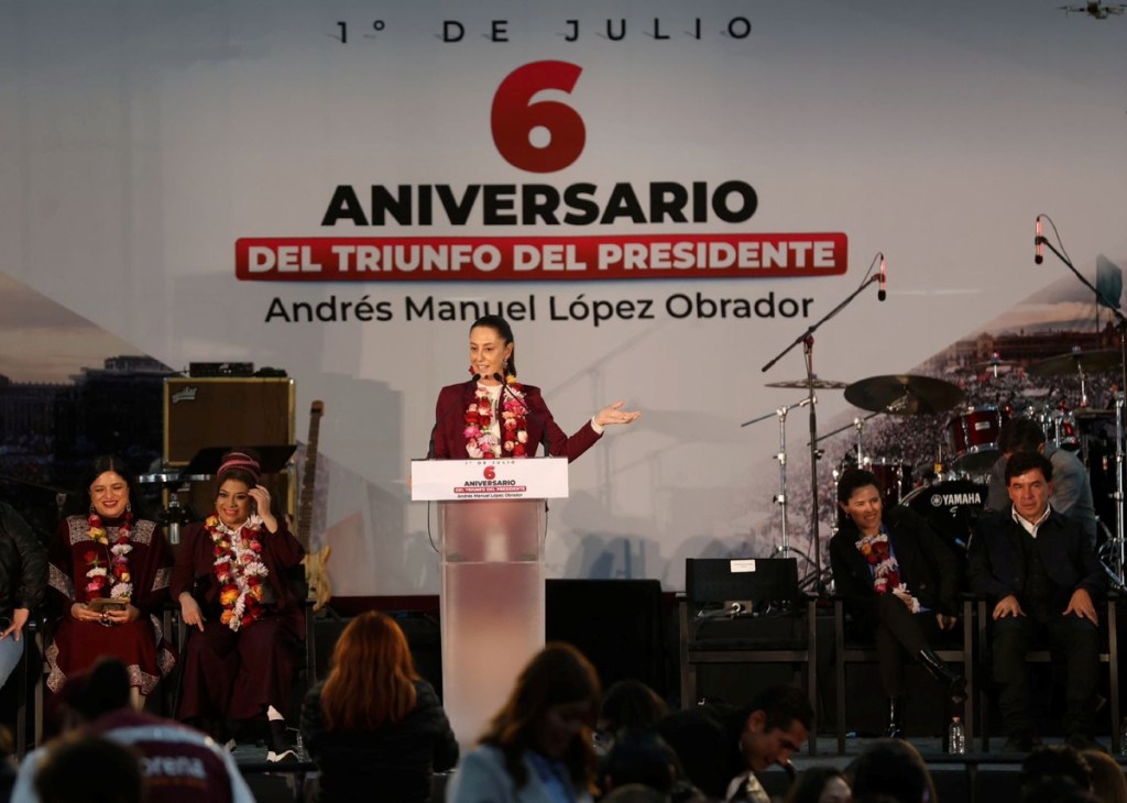 La virtual presidenta electa Claudia Sheinbaum en la celebración