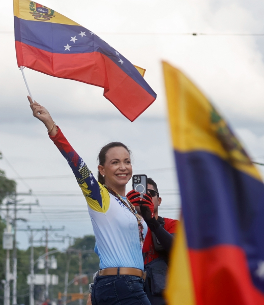 La líder opositora María Corina Machado, el miércoles en un evento en estado Portuguesa