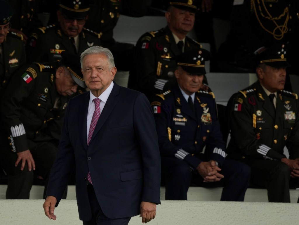 El presidente AMLO durante el quinto aniversario de la creación de la Guardia Nacional