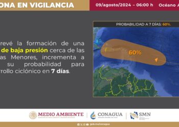 Alerta de Lluvias y Desarrollo Ciclónico en Quintana Roo: Baja Presión Aumenta a 60% su Probabilidad de desarrollo ciclónico