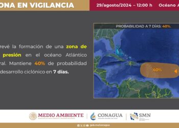 Zona de Baja Presión en el Atlántico Central con 40% de Posibilidad de Desarrollo Ciclónico en 7 Días