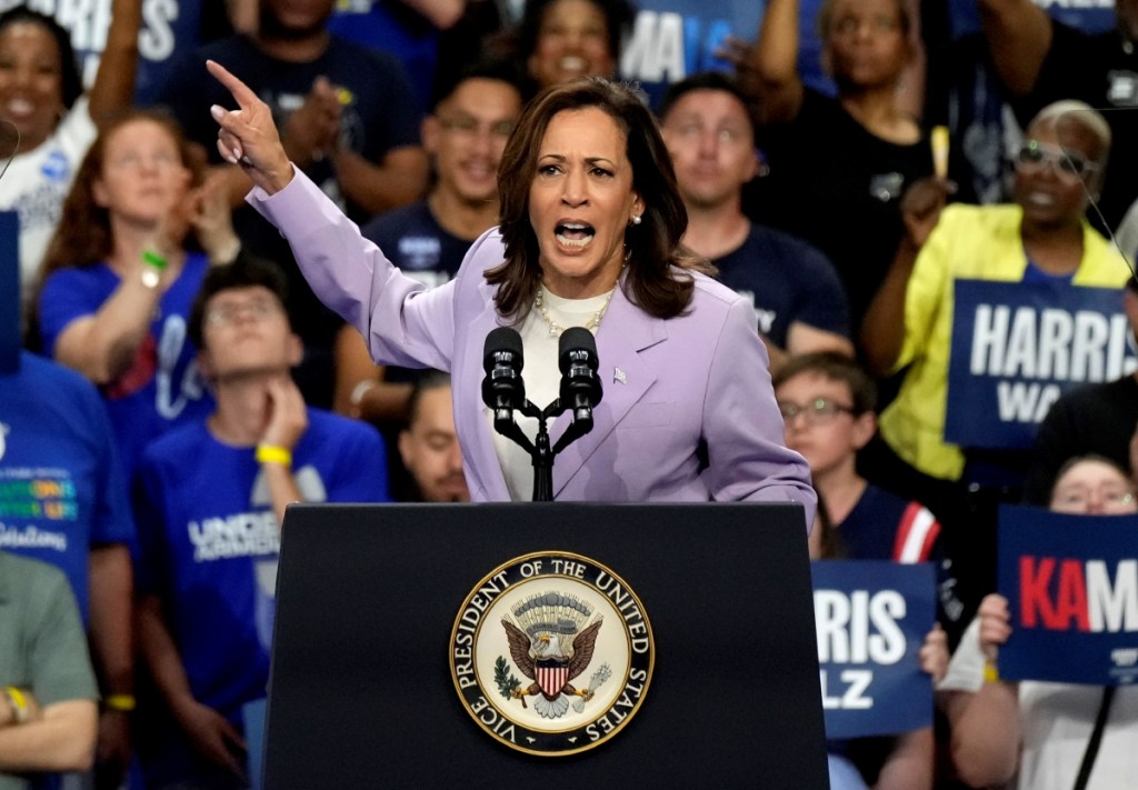 La candidata presidencial demócrata Kamala Harris, durante un acto de campaña en la Universidad de Nevada, en Las Vegas