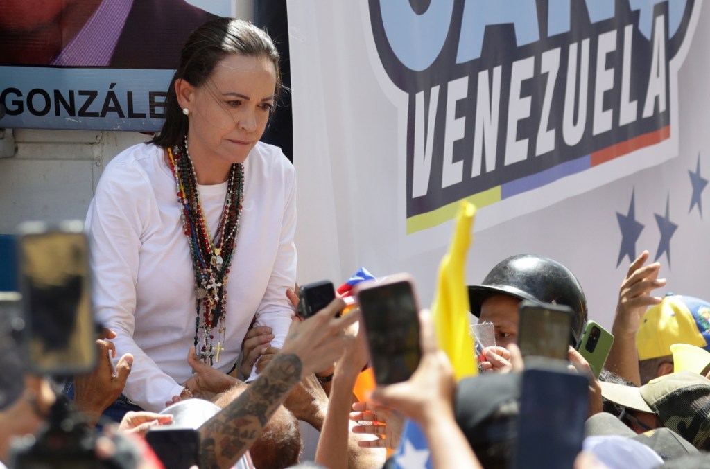 La líder de la oposición venezolana, María Corina Machado, durante un acto en Caracas el sábado 3 pasado