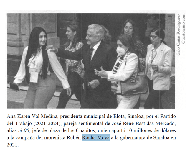 Imagen dentro del Libro de Anbel Hernández "La historia secreta: AMLO y el Cártel de Sinaloa"