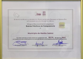 Benito Juárez Logra 93.10% en Transparencia y Recibe Reconocimiento Estatal