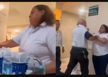 Enfermera del IMSS Chihuahua ataca a sus compañeros (VÍDEO)