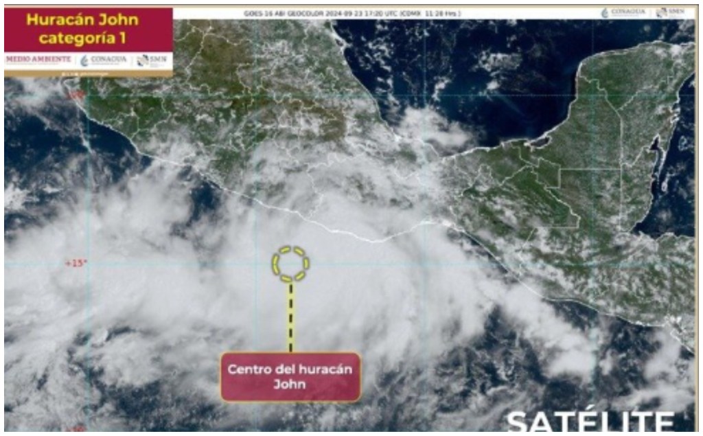 "John" se intensifica a huracán categoría 1, con trayectoria a las costas de Oaxaca y Guerrero. Tocaría tierra como categoría 2 o 3