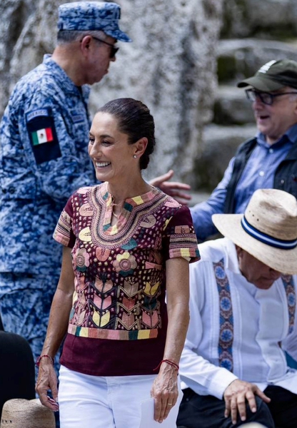 La presidenta electa, Claudia Sheinbaum Pardo, ayer en la inauguración del Museo de la zona arqueológica de Calakmul