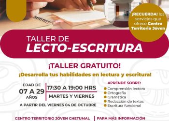 IQJ lanza taller gratuito de Lectoescritura, en el Centro Territorio Joven de Chetumal