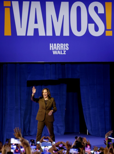 La candidata demócrata Kamala Harris, en un mitin en Las Vegas