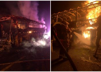 Autobús con 16 pasajeros se incendia rumbo a Puerto Vallarta