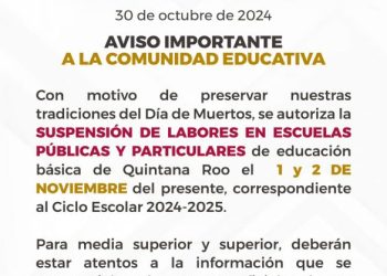 Autoriza SEQ suspensión de labores el 1 y 2 de noviembre por el Día de Muertos  