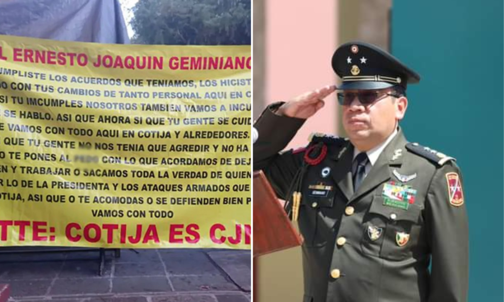 CJNG deja narcomanta a Ernesto Joaquín Geminiano Jiménez, alto mando militar en Michoacán: “Incumpliste acuerdos”; esto dice