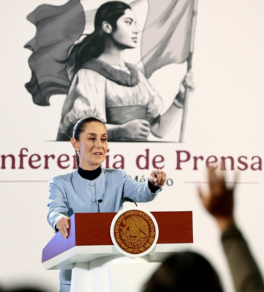 La presidenta Claudia Sheinbaum Pardo, durante su conferencia de prensa matutina