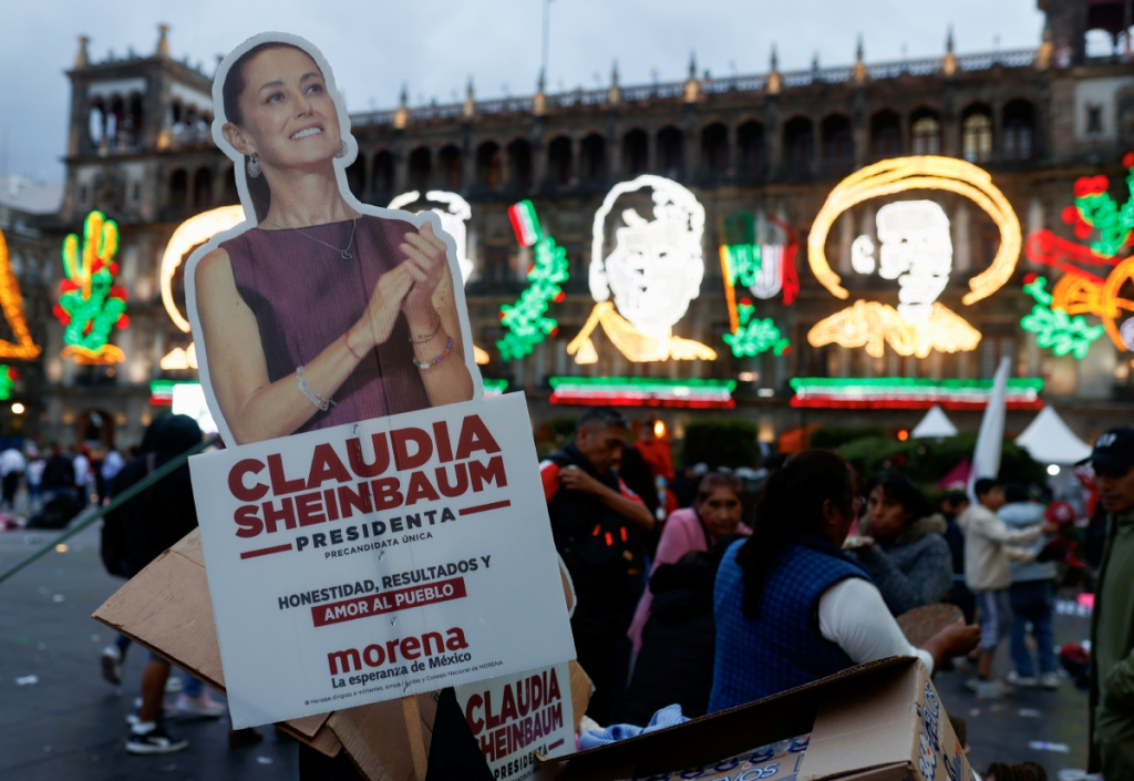 Aspecto del evento que fue encabezado por la presidenta Claudia Sheinbaum Pardo en el Zócalo de Ciudad de México ayer por la tarde