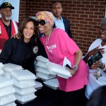 Kamala Harris, candidata demócrata a la presidencia, ayudó a distribuir alimentos en Augusta, Georgia