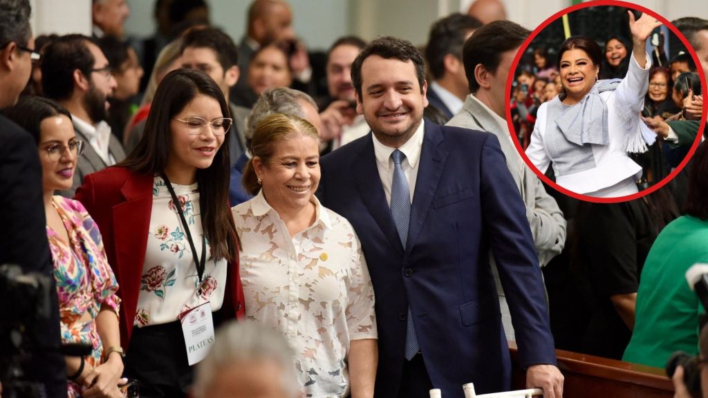 Andrés Manuel López Beltrán, hijo de AMLO y ahora parte de la dirigencia de Morena, presente en la toma de protesta de Clara Brugada