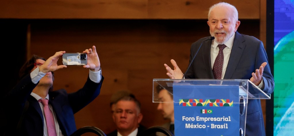 Luiz Inácio “Lula” da Silva, presidente de Brasil, durante su participación en el Foro México-Brasil, en donde pidió a los empresarios de su país seguir confiando en México “y reformar los acuerdos comerciales”