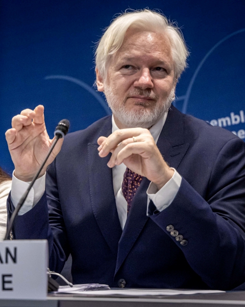 Julian Assange, fundador de WikiLeaks, en una audiencia en el Consejo de Europa en Estrasburgo, Francia, ayer