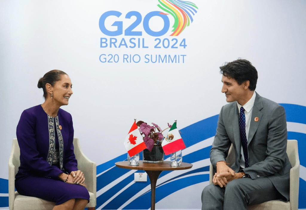 La presidenta mexicana Claudia Sheinbaum charló con el primer ministro canadienses Justin Trudeau, quien externó algunas preocupaciones