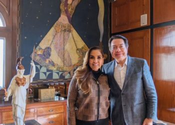 Revisa Mara Lezama con Mario Delgado proyectos de infraestructura y mejora del personal educativo en Quintana Roo