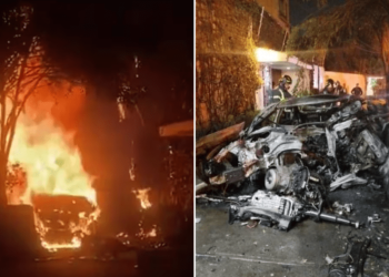 Tragedia al volante: conductor de auto de lujo fallece, lo consumen las llamas