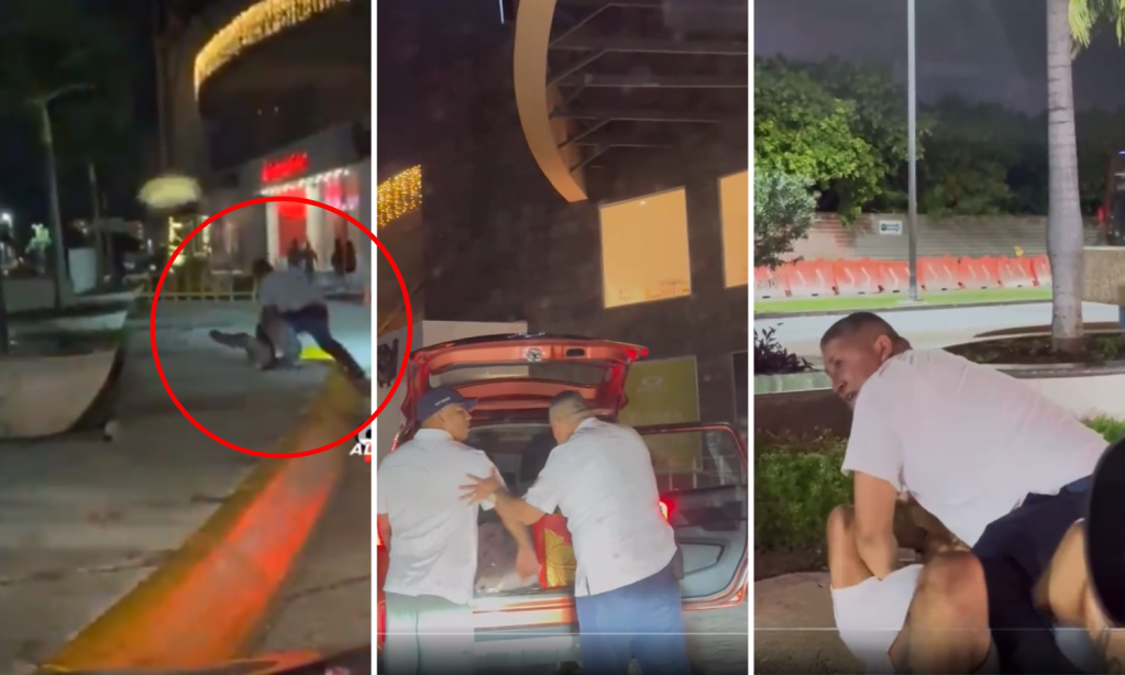 video-zona-hotelera-de-cancun-golpes-entre-taxista-conductor-uber-ante-turistas