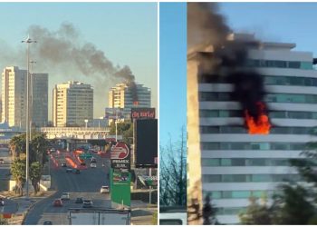 Vídeo | Incendio en torre de departamentos con inquilinos dentro, en Puebla