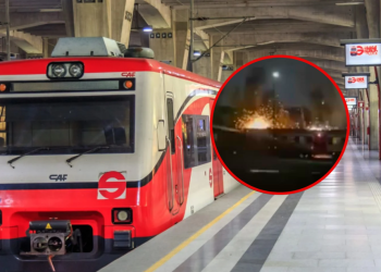 VÍDEO Reportan cortocircuito en Tren Suburbano; se incendia un vagón
