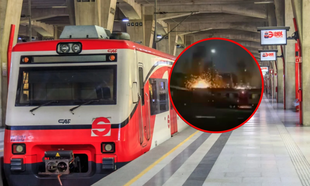 video-reportan-cortocircuito-en-tren-suburbano-se-incendia-un-vagon