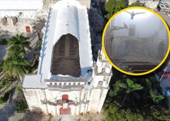 Se desploma techo de la iglesia de San Luis Obispo en Calkiní