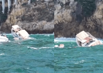 Yate se hunde en Acapulco tras estrellarse en “La Quebrada”; así rescataron a los turistas (VÍDEO)