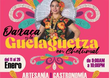 CHETUMAL, 11 de enero. Desde este sábado y hasta el próximo 26 de enero, todas y todos podrán disfrutar de la riqueza cultural, gastronómica y artesanal de la Expo Venta “Oaxaca y la Guelaguetza en Chetumal”, un evento para toda la familia instalado en el parque Lázaro Cárdenas, mejor conocido como el parque de La Alameda, ubicado a un costado del Palacio Municipal.
