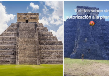 Captan a turistas subiendo a la pirámide de Chichén Itzá (VÍDEO)