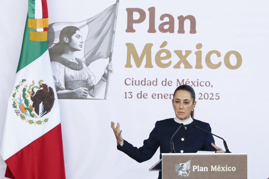 La presidenta Claudia Sheinbaum al presentar el Plan México (Foto de EFE)