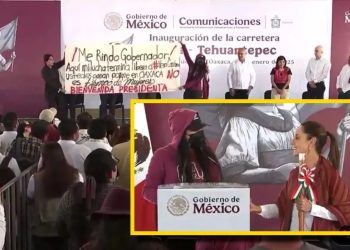 María Elena Ríos burla seguridad e irrumpe en evento de Claudia Sheinbaum