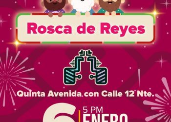 Todo listo para el tradicional corte de la monumental rosca de Reyes en Playa del Carmen