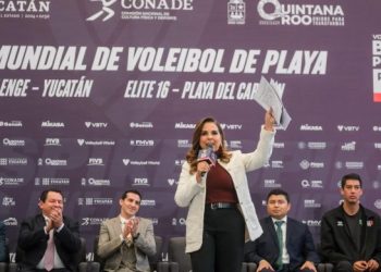 Anuncian Mara Lezama y Rommel Pacheco Tour Mundial de Voleibol de Playa Elite 16 en Playa del Carmen
