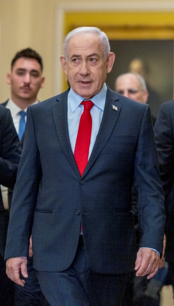 El primer ministro de Israel, Benjamín Netanyahu, ayer en el Capitolio, para una reunión con los demócratas y republicanos