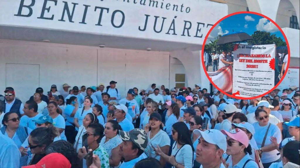 Cientos de maestros de Quintana Roo protestaron en Cancún y anunciaron que iniciarán un paro de labores a partir de mañana