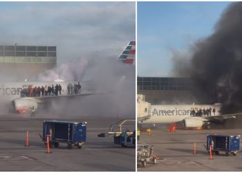 Avión de American Airlines sufre incendio en aeropuerto de Denver